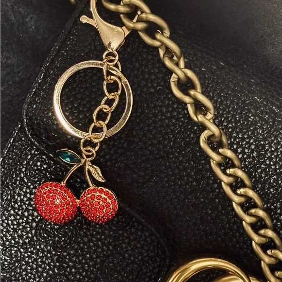 Elegant Gold Cherry Keychain Set - Picture 6 of 7